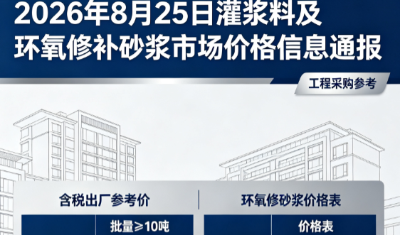 乐安2026年8月25日灌浆料及环氧修补砂浆市场价格信息通报